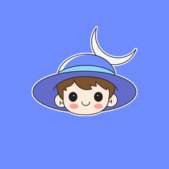 Flat illustration of a man wearing bucket hat, front view