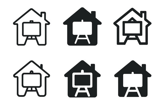 Home School Logos. Home schooling environments and teaching materials. Set Logo of Home schooling environments and teaching materials: Interactive Whiteboard.