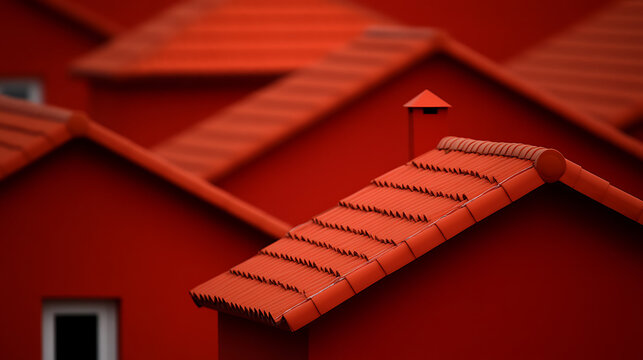 Red Residential Rows: A monochromatic collection of buildings painted in different shades of red creating a visual landscape of residential architecture.