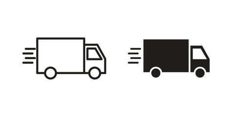 Delivery icon in Line and Silhouette Icon Set. Isolated Vector Illustration.
