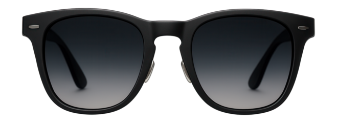 Matte black frame sunglasses with tinted gradient lenses in a classic wayfarer style.