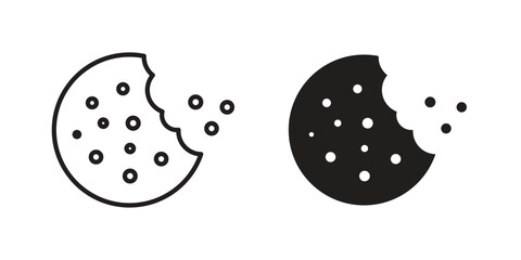 Cookie icon in Line and Silhouette Icon Set. Isolated Vector Illustration.