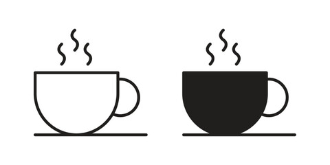 Coffee icon in Line and Silhouette Icon Set. Isolated Vector Illustration.