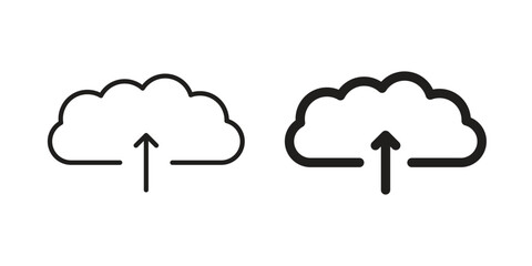 Cloud upload icon in Line and Silhouette Icon Set. Isolated Vector Illustration.