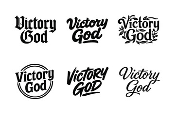 Obraz premium Victory God Lettering. Victory God. Set lettering. harmonious lettering variations of the same emblematic concept (Gothic-inspired decorative type, Bold