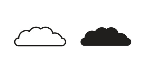 Cloud icon in Line and Silhouette Icon Set. Isolated Vector Illustration.