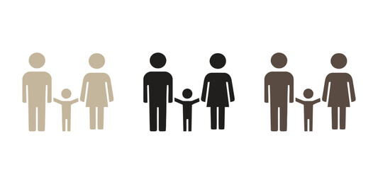 Fototapeta premium Simple, stylized silhouette icons of a family, suitable for topics like parenthood, upbringing, household, and life insurance.