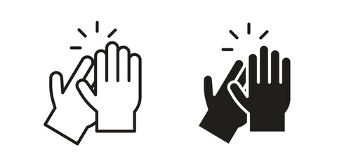Clap icon in Line and Silhouette Icon Set. Isolated Vector Illustration.