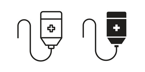 Chemotherapy icon in Line and Silhouette Icon Set. Isolated Vector Illustration.
