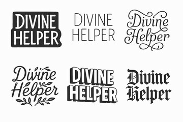 Obraz premium Divine Helper Variations. Divine Helper. Set lettering. harmonious lettering variations of the same emblematic concept (Chalkboard textured style, Modern