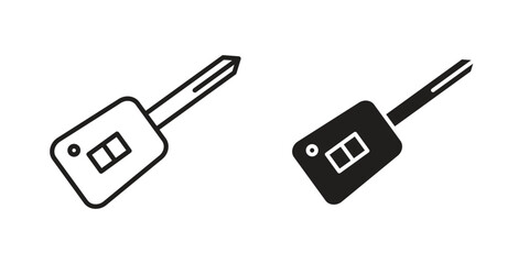 Car key icon in Line and Silhouette Icon Set. Isolated Vector Illustration.