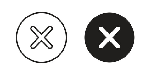 Cancel icon in Line and Silhouette Icon Set. Isolated Vector Illustration.