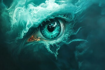 blue eyes on black background