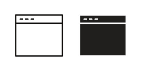 Browser window icon in Line and Silhouette Icon Set. Isolated Vector Illustration.