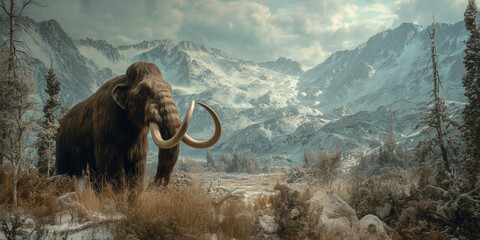 Wooly mammoth in ice age