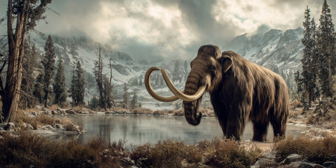 Wooly mammoth in ice age