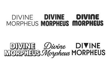 Diverse Lettering Styles. Divine Morpheus. Set lettering. harmonious lettering variations of the same emblematic concept (Modern minimal monoline lettering,