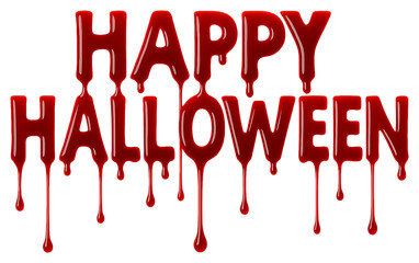 Obraz premium happy halloween dripping red liquid text isolated on transparent background