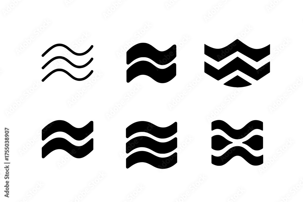 Wall mural dynamic wave logos. dynamic volumes. set logo of dynamic volumes: stacked wave shapes. harmonious lo
