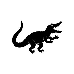 Naklejka premium Silhouette of a fierce gator on transparent background