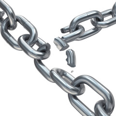 Obraz premium A metal chain, severed in the middle, illustrating the concept of breaking free