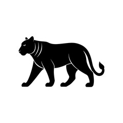 Obraz premium Black panther walking forward on transparent background silhouette