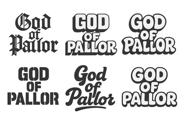 Lettering Artistic Fusion. God of Pallor. Set lettering. harmonious lettering variations of the same emblematic concept (Gothic-inspired decorative type, 3D