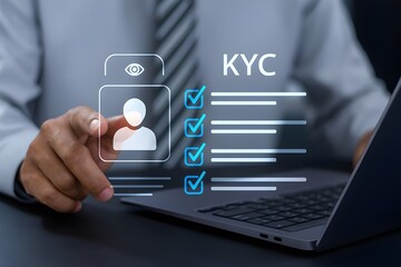 Know Your Customer (KYC) digital identity verification and client authentication concept for secure financial business validation