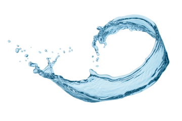 Dynamic water splash with droplets and swirling motion, a refreshing burst for your design, perfect for beverage ads, spa promotions, or summer themes