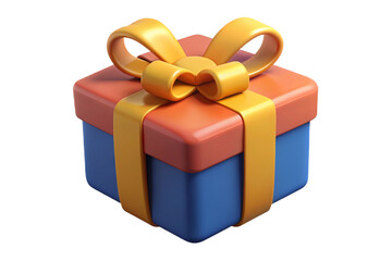 Naklejka premium 3d rendering of a brightly colored gift box with a festive yellow ribbon and bow isolated on transparent background