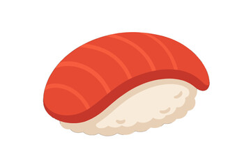 Obraz premium A minimalist vector illustration of a single piece of traditional Japanese nigiri sushi with a slice of red fish, isolated on a white background