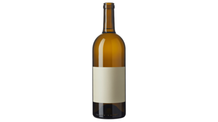 Elegant amber wine bottle with blank label awaiting your custom design, perfect for showcasing your brand or product in a stylish, minimalist manner