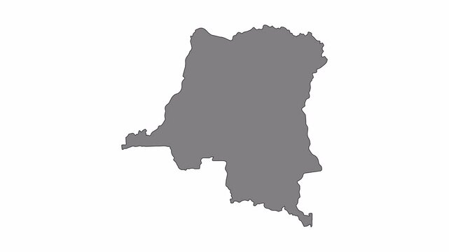Congo map animation with black line drawing and smooth transition to solid fill on transparent background, symbolizing geography and modern design.
