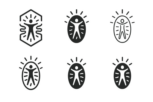 Biohacking Logo Concepts. Biohacking and improving human performance. Set Logo of Biohacking and improving human performance: sleep tracker (moon & zzz).