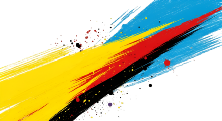 Abstract Splash of Primary Colors on Black Background