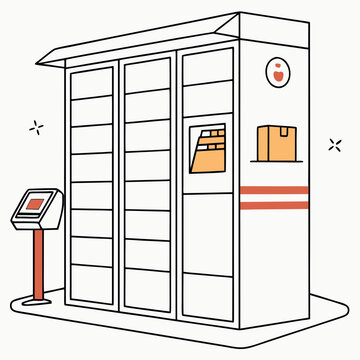 Vector art of parcel locker isolated on white