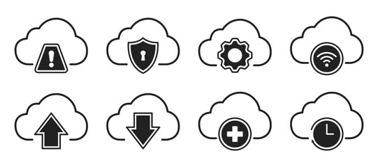 Cloud services vector icon set