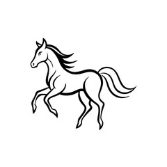 Stylized horse in black outline on transparent background