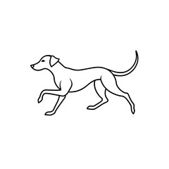 Running dog in outline style on transparent background
