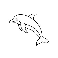 Fototapeta premium Dolphin outline simple drawing on transparent background