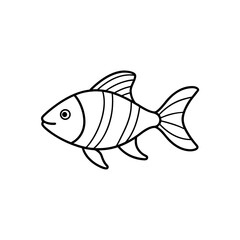 Simple outlined striped fish on transparent background