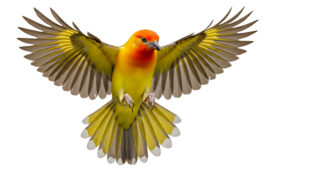 Vibrant Yellow Bird in Flight