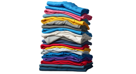 Stack of Folded Colorful T-shirts