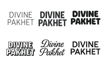 Pakhet Lettering Designs. Divine Pakhet. Set lettering. harmonious lettering variations of the same emblematic concept (Modern minimal monoline lettering,