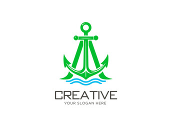 Minimal Letter A with Anchor Logo Design.