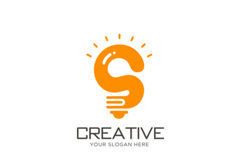 Professional Letter S with Electric Bulb Logo Design