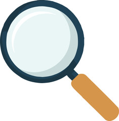 detective magnifier icon cartoon style vector magnifying glass glossy highlight dark blue frame light brown handle ai eps jpeg png