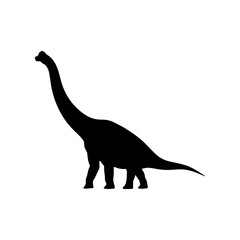 Vector art of black silhouette of a longnecked dinosaur