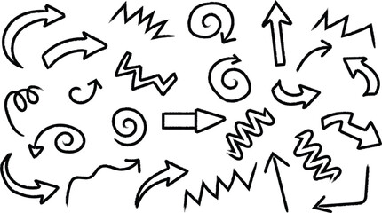 Collection of handdrawn arrows and squiggly lines