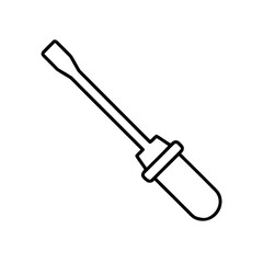 Outline illustration of a screwdriver tool on transparent background